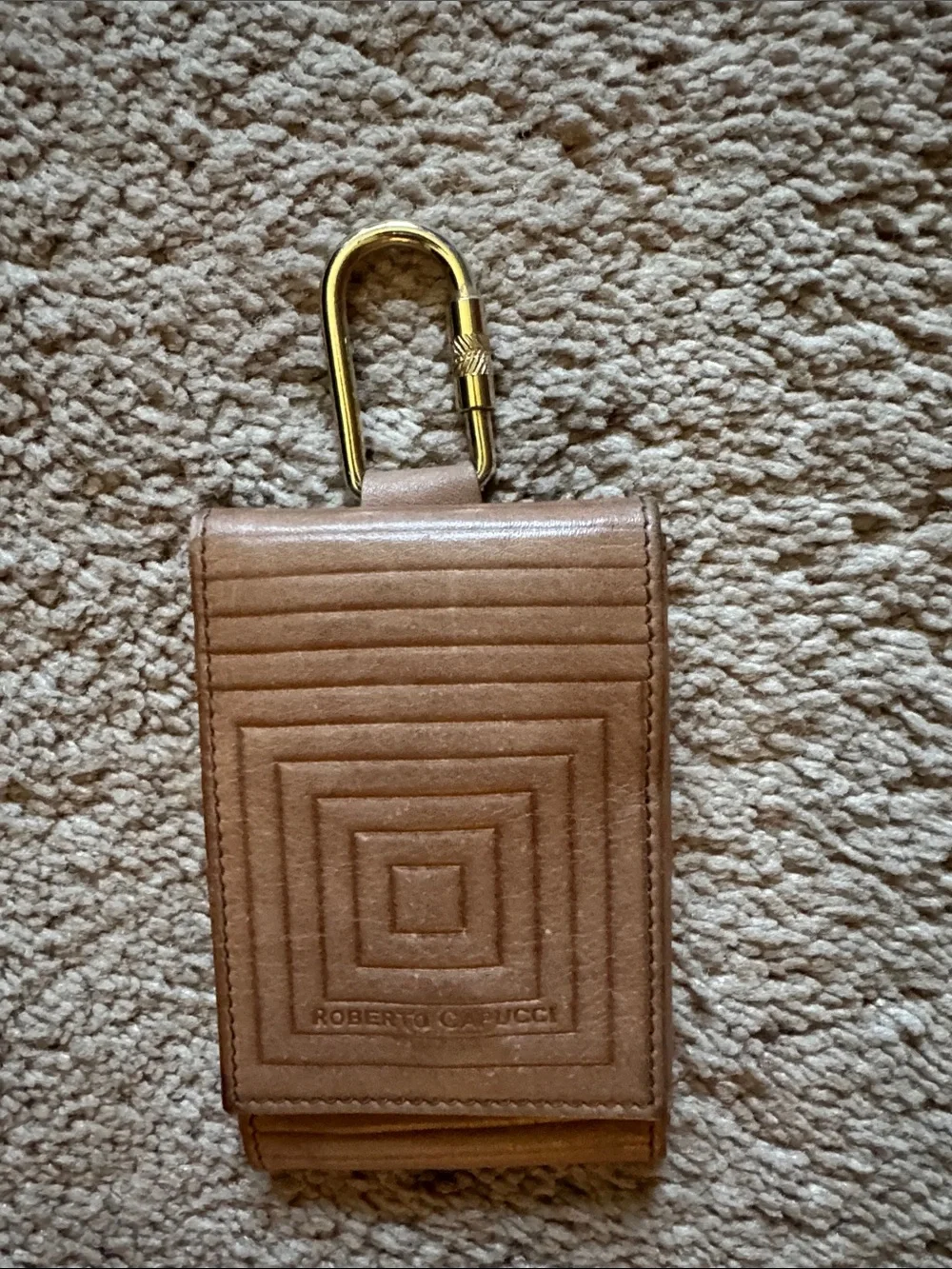 Italian Leather Key & Card Holder with Gold Hardware
